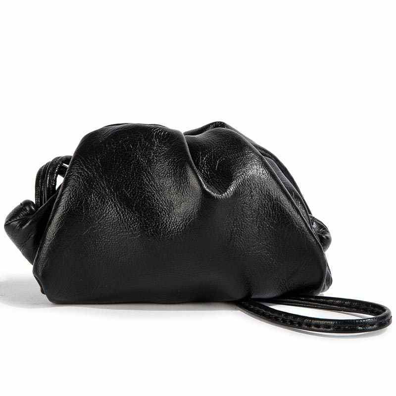 Hanging Neck Cowhide Cloud Coin Purse Earphone Bag