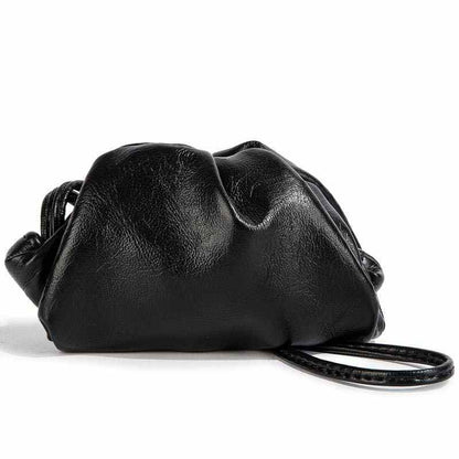 Hanging Neck Cowhide Cloud Coin Purse Earphone Bag