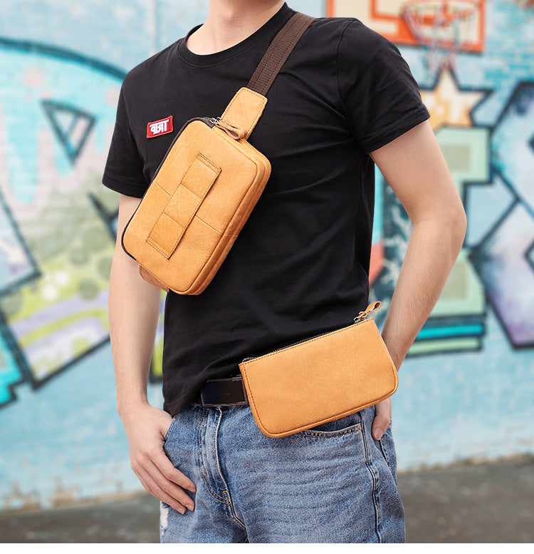 men waist bag pack casual functional money phone belt bag male unisex sling bag for belt leather hip bag chest phone purse