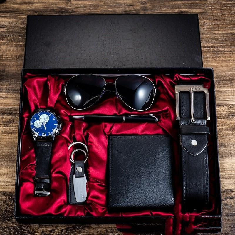 mens luxury gift box sunglasses belt watch wallet 6 sets