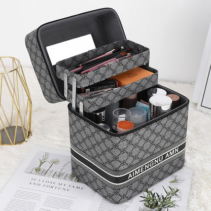 large capacity multi functional multi layer cosmetic case portable storage bag