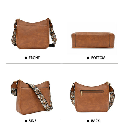 wide shoulder strap large capacity multi functional stitching shoulder bag