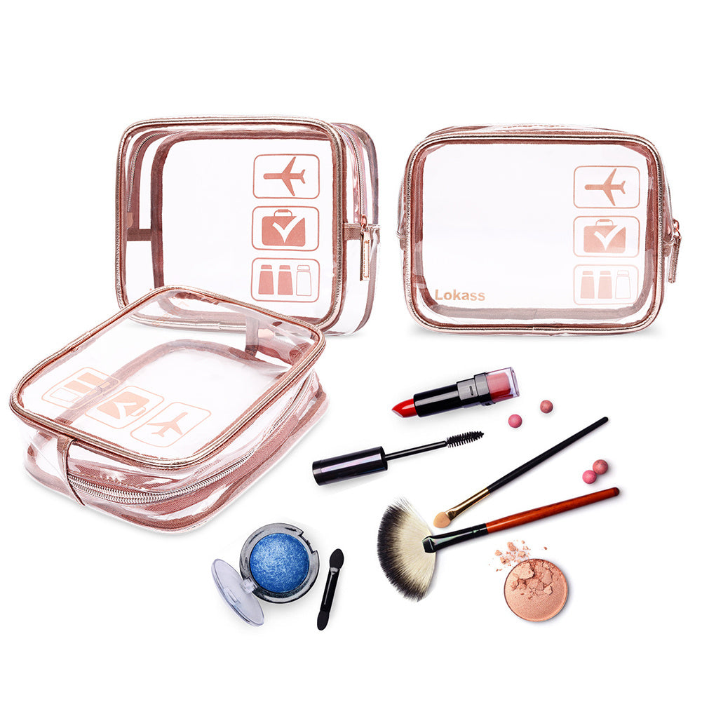 pvc cosmetic bag fashion portable three piece simple waterproof transparent