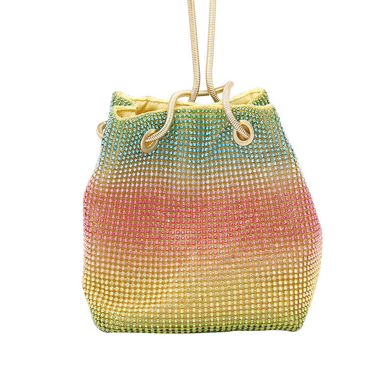 net red rainbow bucket diamond bag