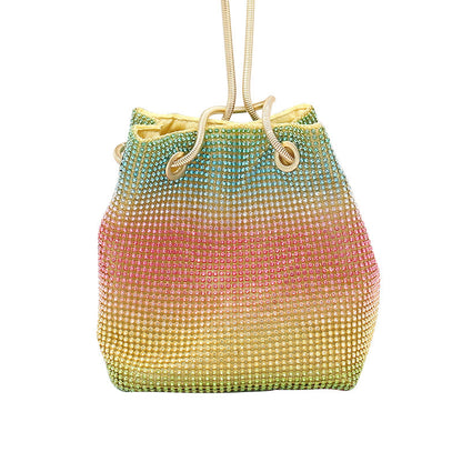 net red rainbow bucket diamond bag