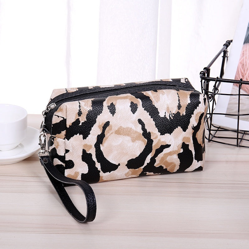 internet famous leopard print cosmetic storage bag