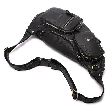 large capacity retro mens cowhide messenger bag