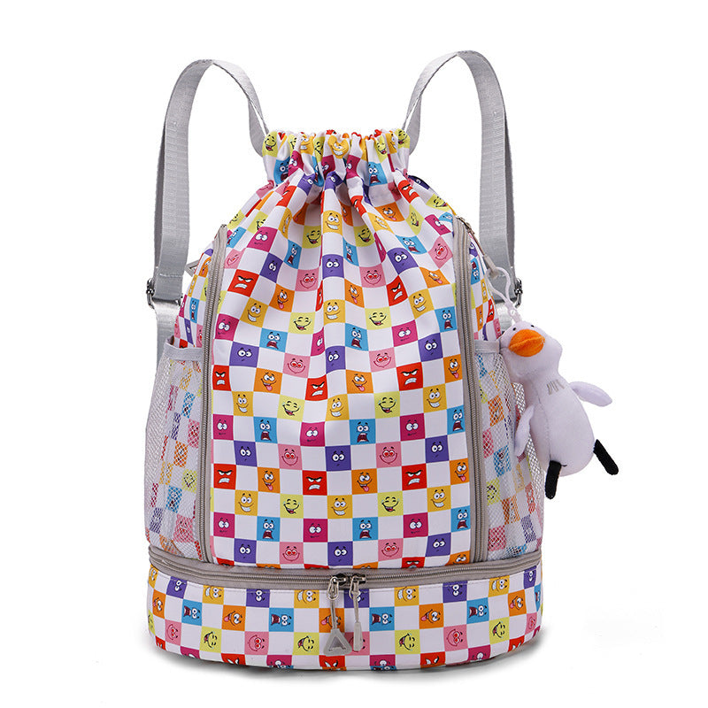 Drawstring Backpack 2 Large Capacity Multi-layer Outdoor Basketball Bag