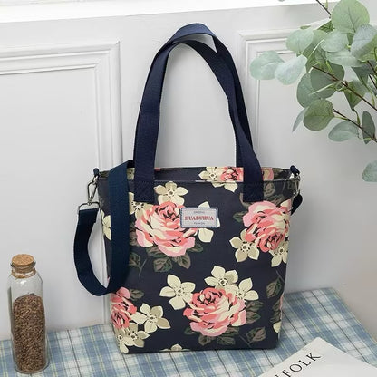 versatile large capacity floral canvas crossbody shoulder bag