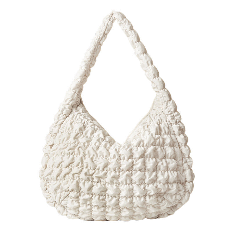 lightweight and large capacity crossbody rhombus pleated big bag