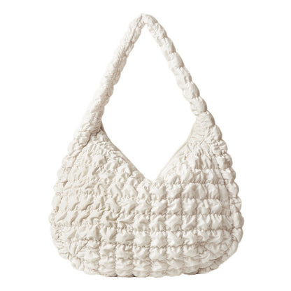 lightweight and large capacity crossbody rhombus pleated big bag