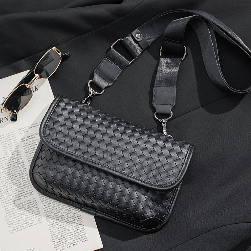 fashion leather check pattern shoulder bag street