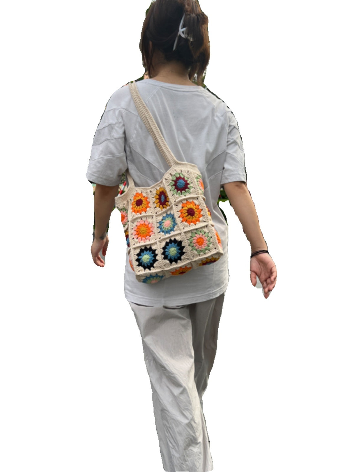 zero basic learning hand woven diy material retro contrast color shoulder bag