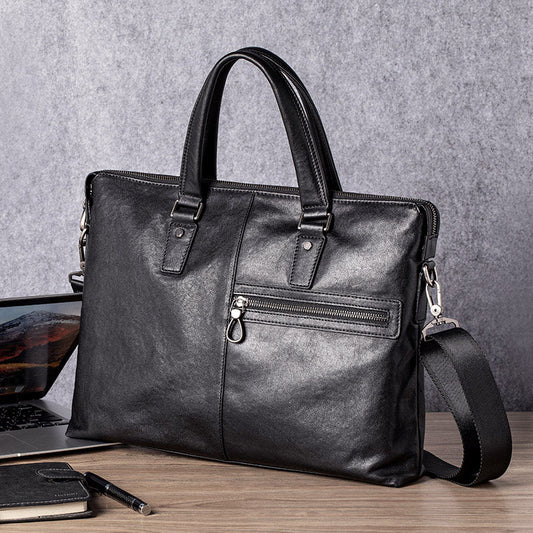 mens bag leather portable business leisure