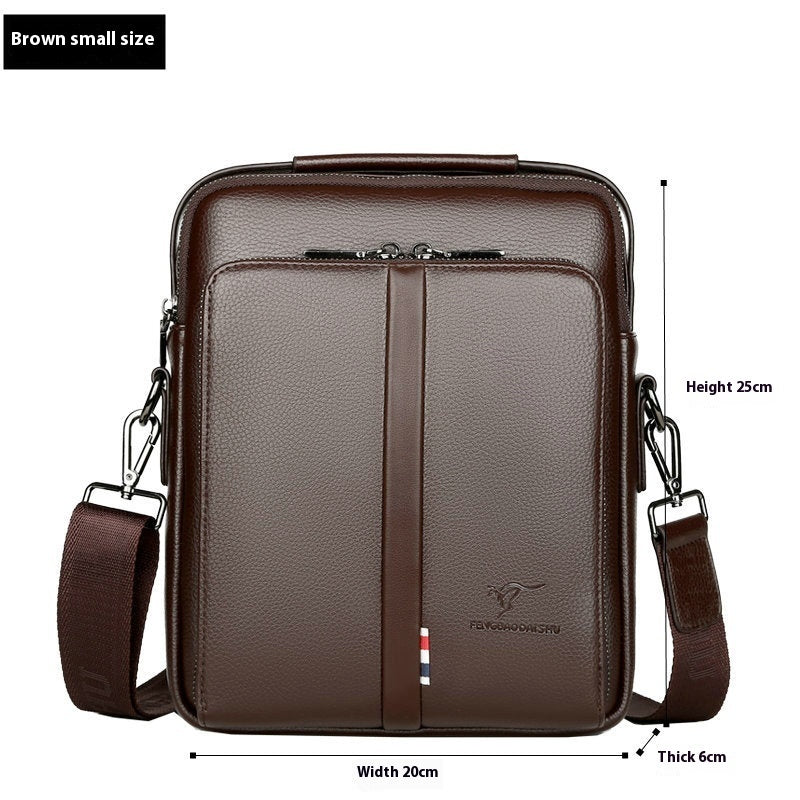 mens business casual crossbody vertical and portable design large capacity shoulder leather backpack
