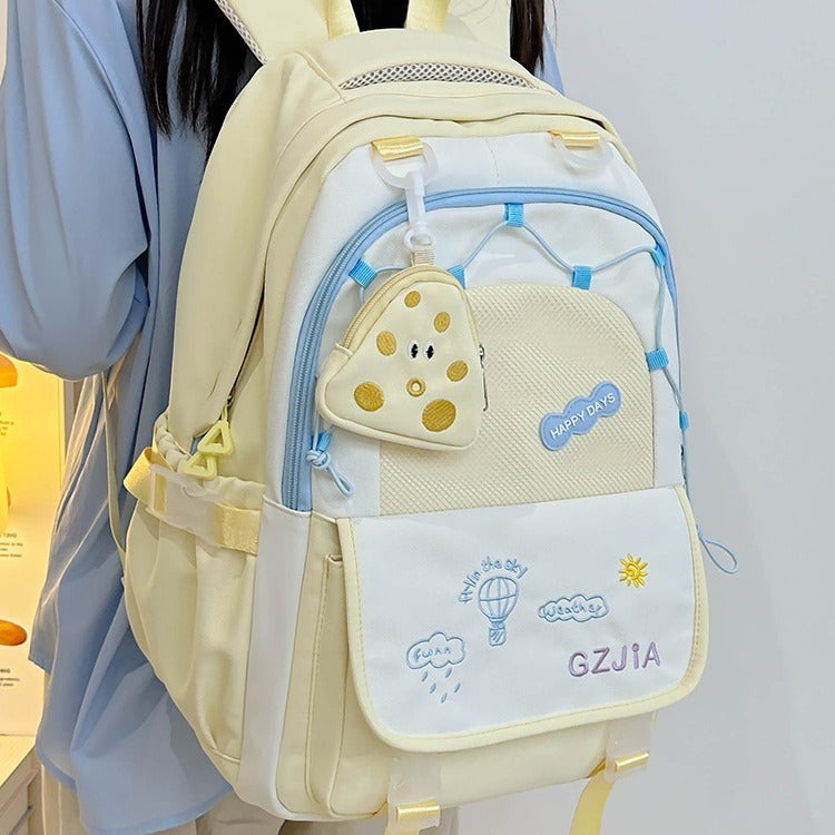 Simple And Lightweight Large Capacity Contrast Color Backpack