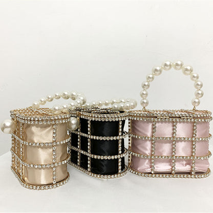 womens fashion casual pearl bucket dinner bag