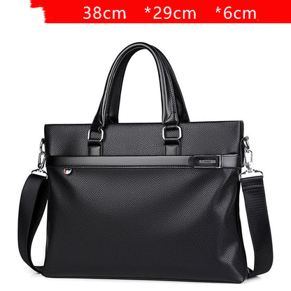 large capacity business handbag mens soft leather briefcase