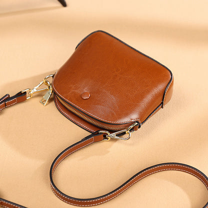 niche female leather one shoulder crossbody bag