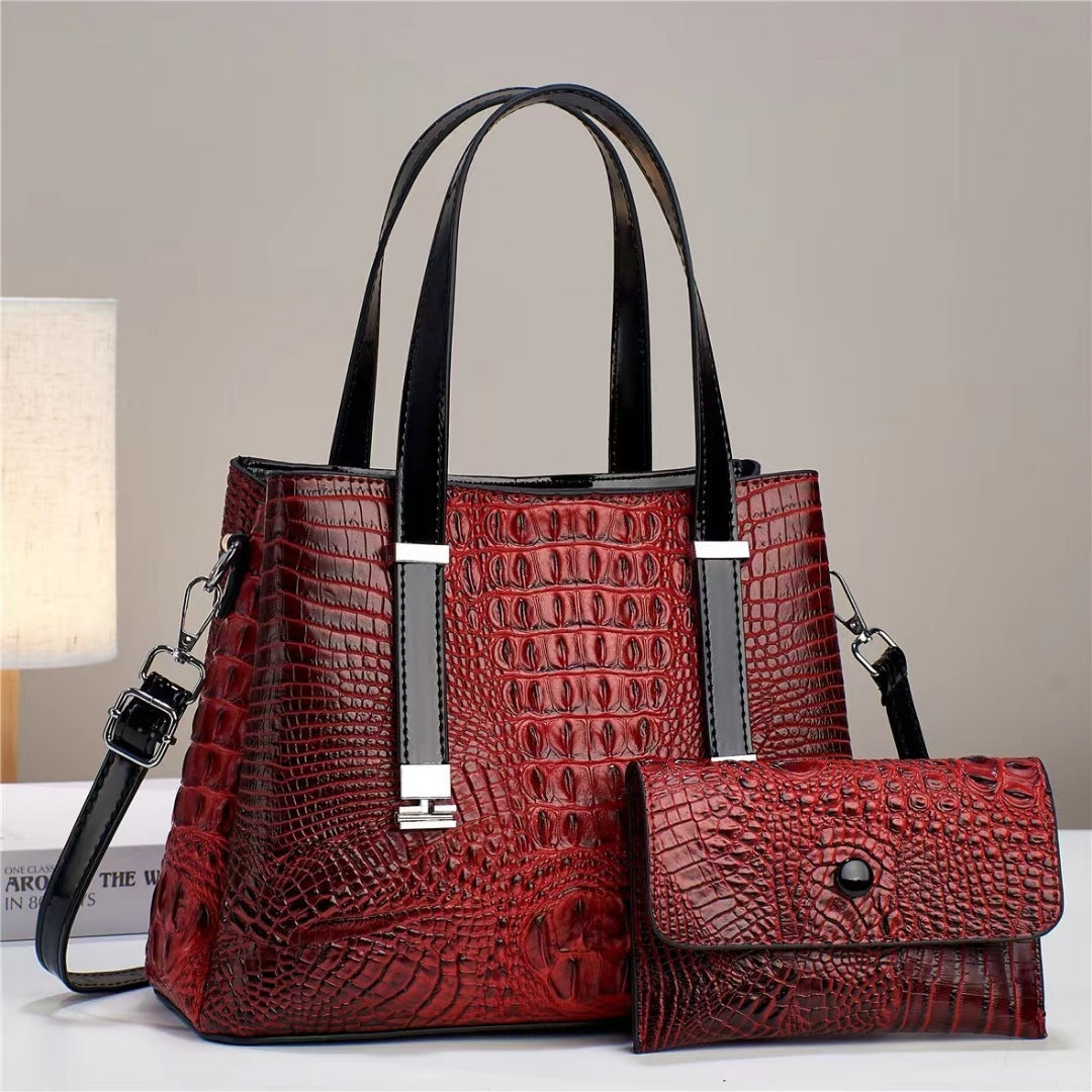 womens fashion crocodile pattern large capacity combination bags