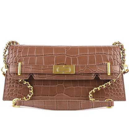 simple design cowhide chain one shoulder diagonal bag