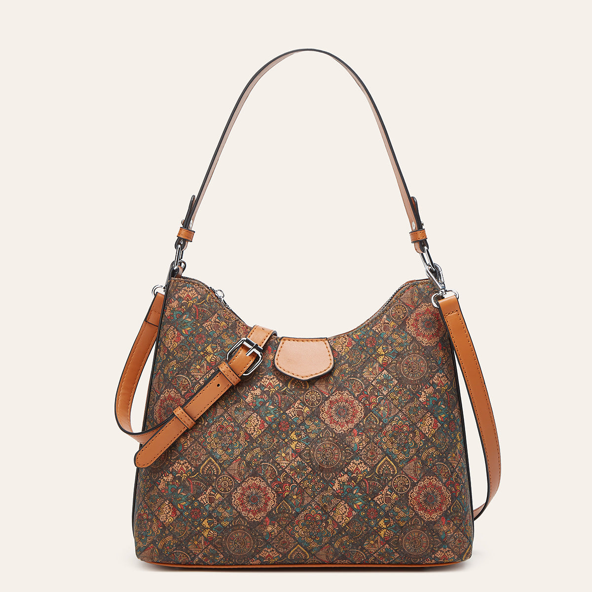 Retro-printed Ethnic-style Tote Shoulder Or Crossbody Bag