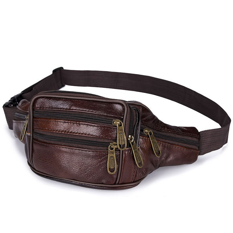 leather waist bag mens slung multifunctional waterproof