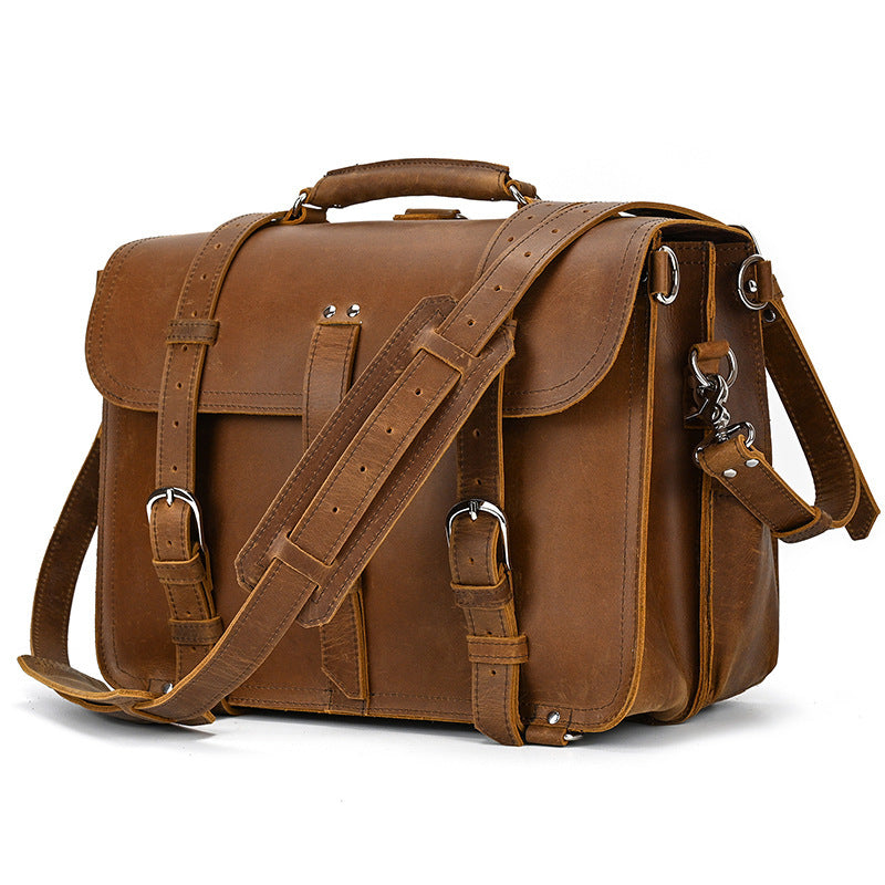 retro travel bag mens crazy horse leather hand luggage bag