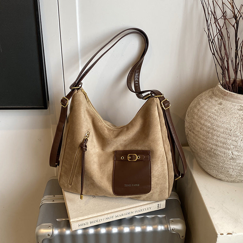 Vintage Suede-lined Large-capacity Bag