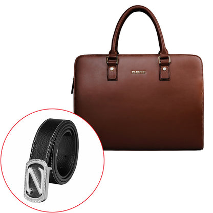 real cowhide mens bag briefcase business handbag