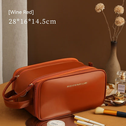 travel double zipper portable ins style portable cosmetic bag