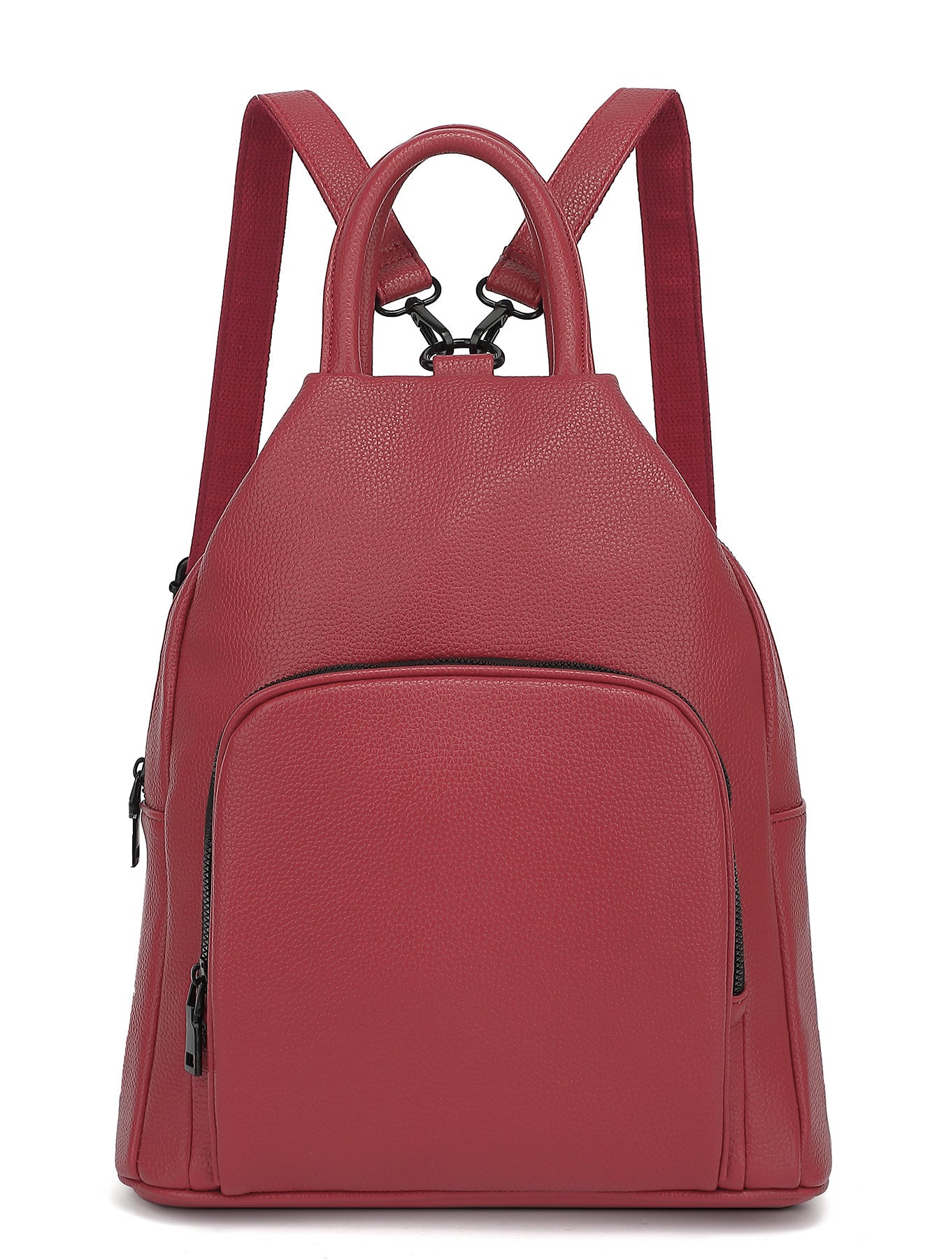 pu backpack practical soft leather zipper handbag