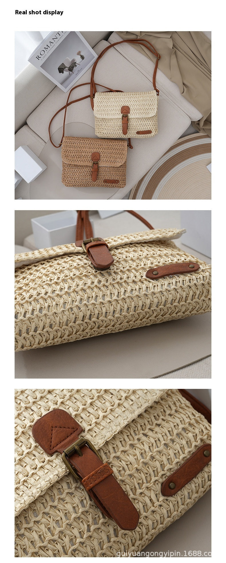 womens summer beach travel crossbody straw bag