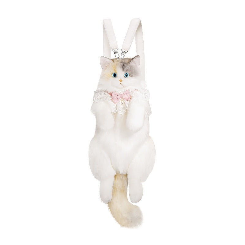 three flower cat plush toy simulation backpack