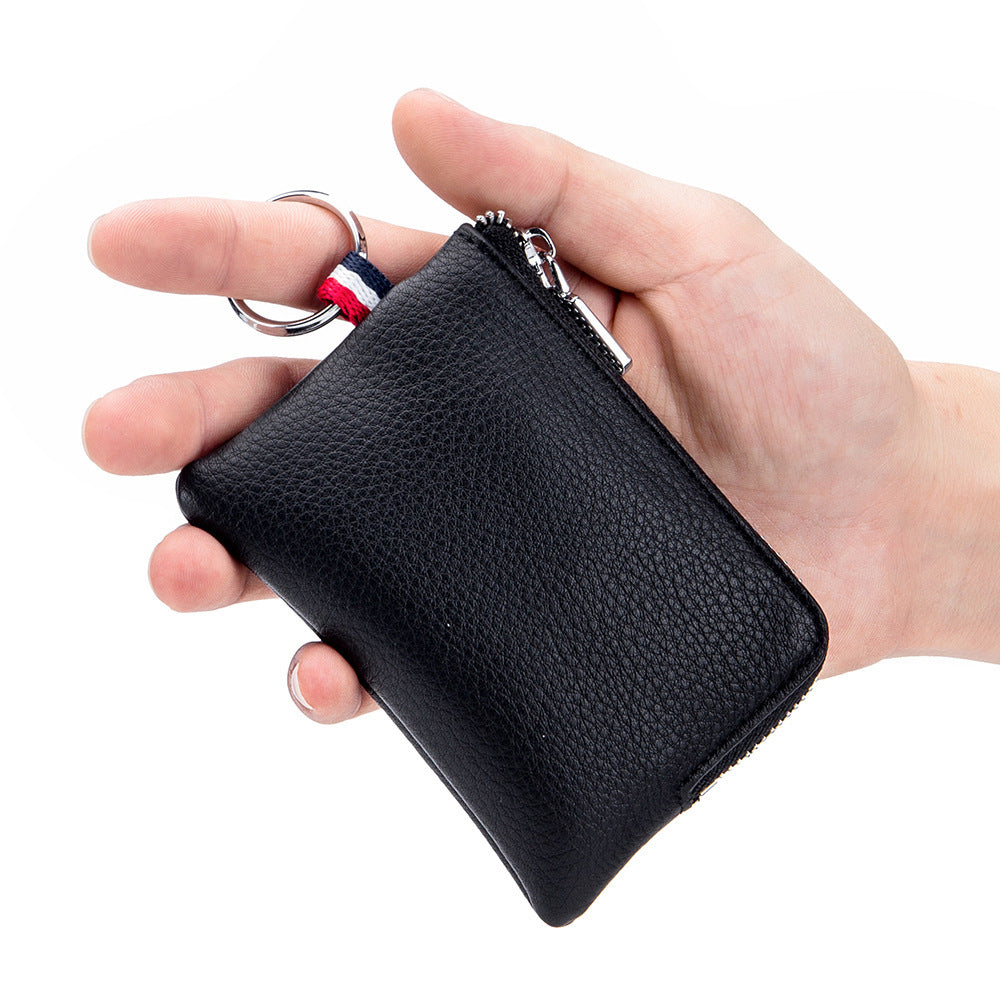 mens coin purse european and american leather mini wallet soft leather zip coin driving license key case card holder ultra thin