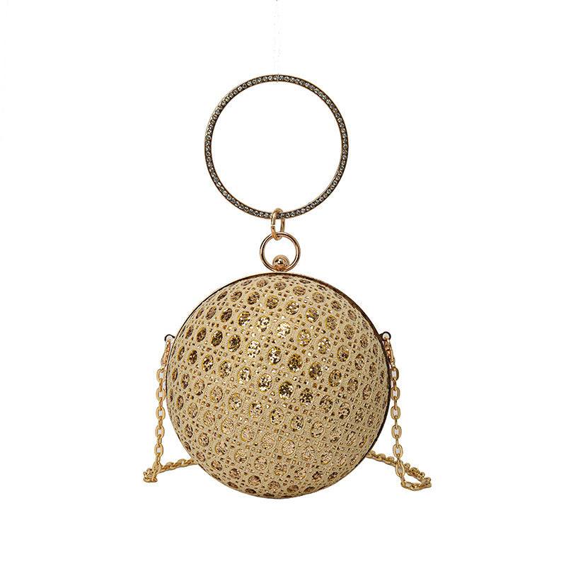 diamond retro shoulder bag womens crossbody chain ball small round bag