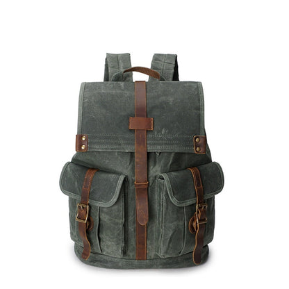 mens oil wax canvas vintage travel backpack