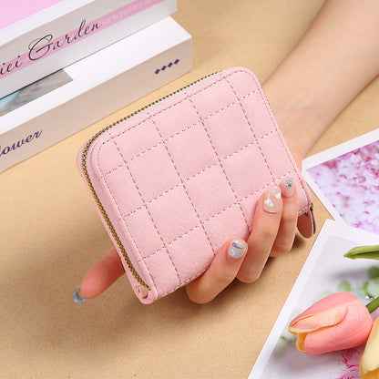 fashion plaid embroidered card holder mini ladies