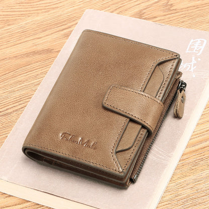 mens short leather fashion casual wallet