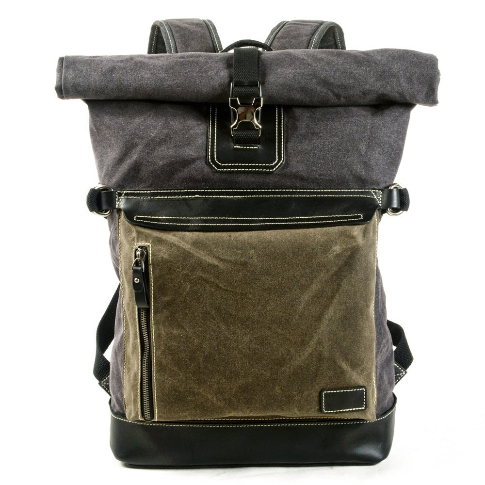 contrast color pepper and salt scroll backpack