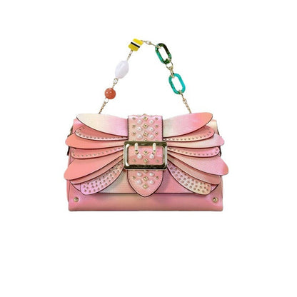 contrast color heavy industry manual rivet butterfly wings handbag