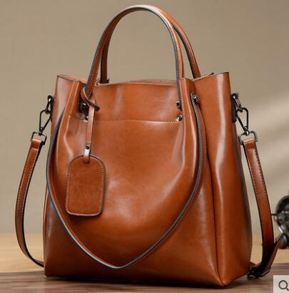 womens fashion simple portable oil wax cattle leather bag