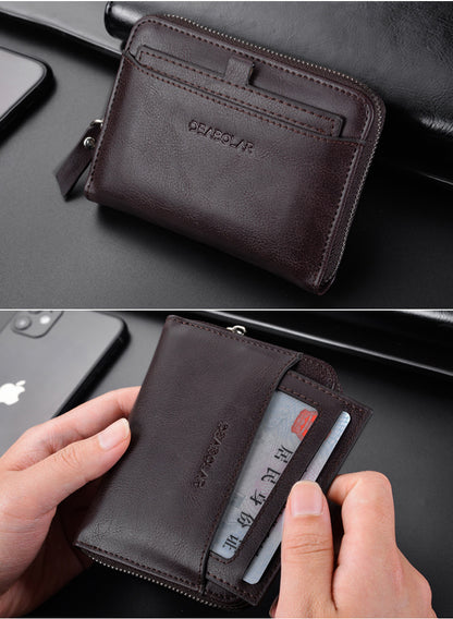 mens retro multi card short wallet pu waterproof wallet coin clip wallet