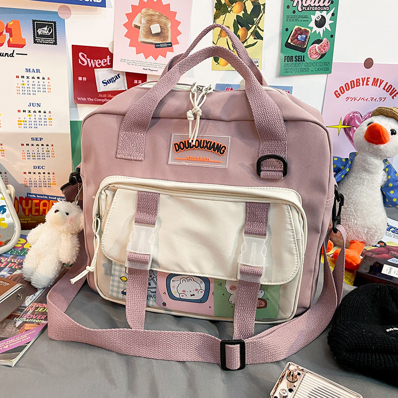 dual use backpack cute girl student cartoon contrast color backpack