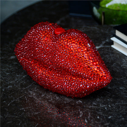 rhinestone bag acrylic lip chain dinner bag women