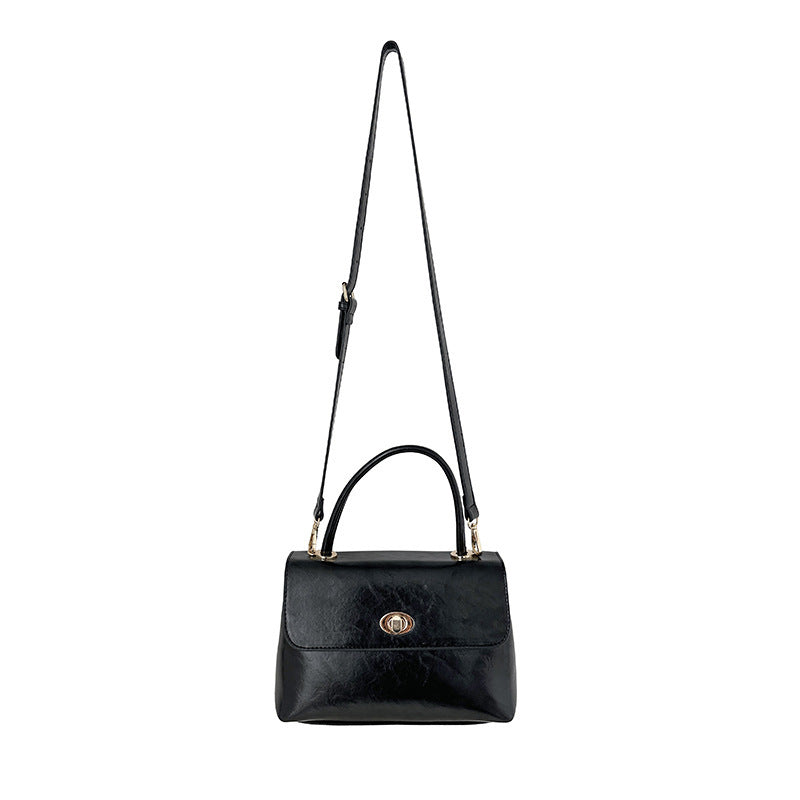 crossbody bag oil wax leather western style flip hand carrying