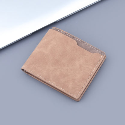 mens short wallet two fold half fold frosted