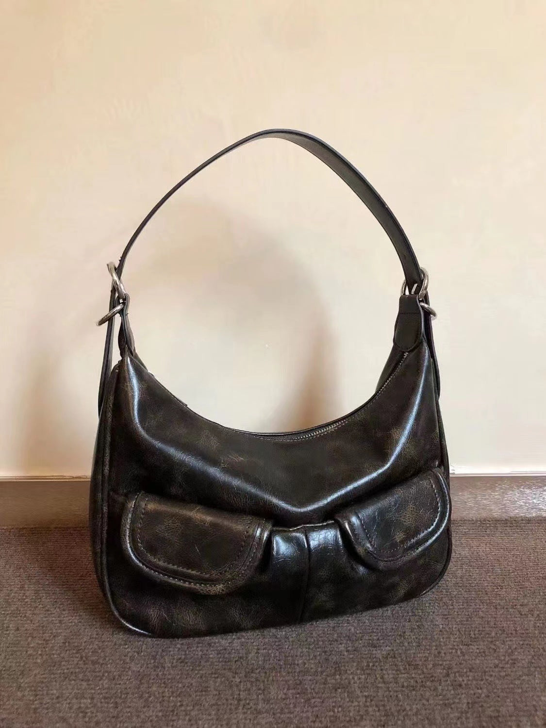 one shoulder maillard distressed underarm bag women