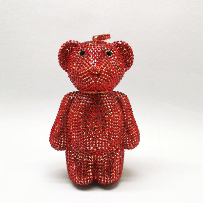 diamond bear shape rhinestone chain female key dinner bag