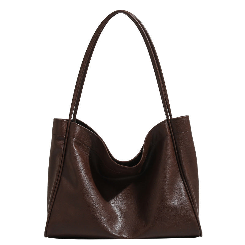 casual soft leather womens retro style commuter shopping shoulder bag